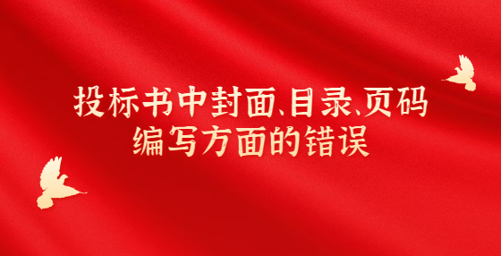投標(biāo)書中封面、目錄、頁(yè)碼編寫方面的錯(cuò)誤