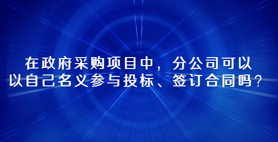 在政府采購項(xiàng)目中，分公司可以以自己名義參與投標(biāo)、簽訂合同嗎？