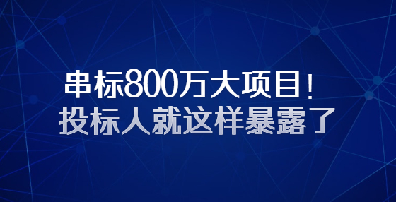 串標(biāo)800萬大項(xiàng)目！投標(biāo)人就這樣暴露了