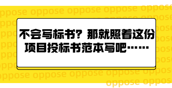 不會寫標書？那就照著這份項目投標書范本寫吧……