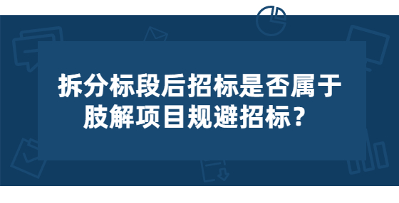 拆分標段后招標是否屬于肢解項目規(guī)避招標？