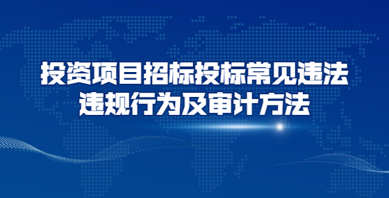 投資項(xiàng)目招標(biāo)投標(biāo)常見違法違規(guī)行為及審計(jì)方法