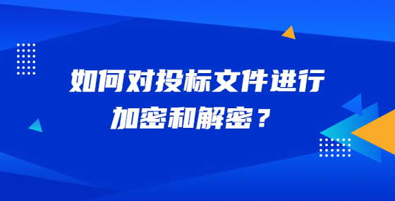 如何對(duì)投標(biāo)文件進(jìn)行加密和解密？