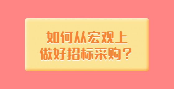如何從宏觀上做好招標(biāo)采購(gòu)？
