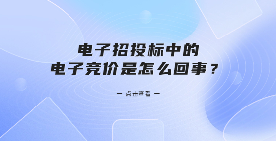 電子招投標(biāo)中的電子競價是怎么回事？