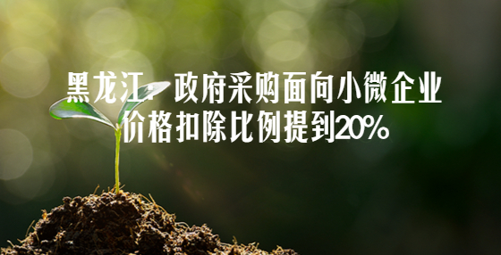 黑龍江：政府采購面向小微企業(yè)價格扣除比例提到20%