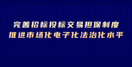 完善招標(biāo)投標(biāo)交易擔(dān)保制度 推進(jìn)市場化電子化法治化水平