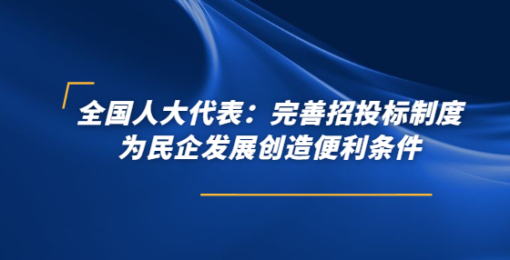 全國(guó)人大代表：完善招投標(biāo)制度 為民企發(fā)展創(chuàng)造便利條件