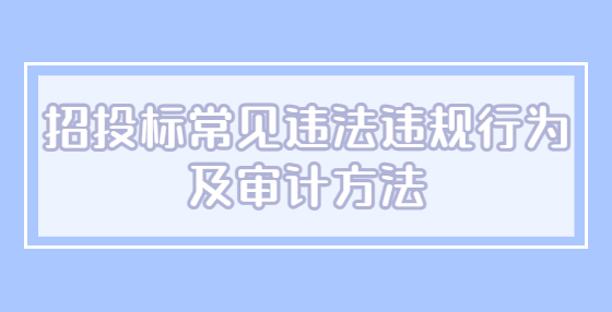 招投標(biāo)常見違法違規(guī)行為及審計(jì)方法