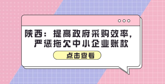 陜西：提高政府采購(gòu)效率，嚴(yán)懲拖欠中小企業(yè)賬款