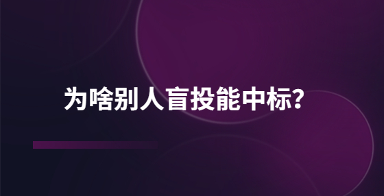 為啥別人盲投能中標(biāo)？