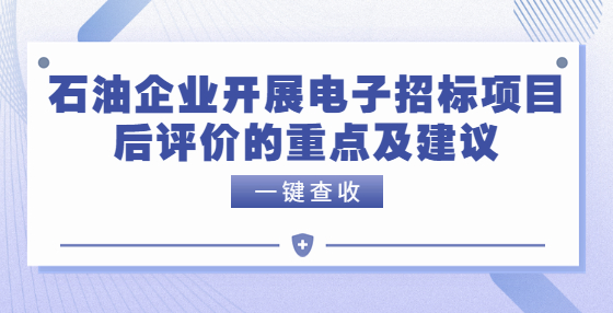 石油企業(yè)開展電子招標項目后評價的重點及建議