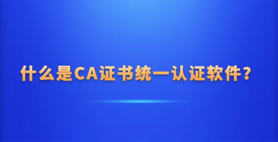 什么是?CA證書統(tǒng)一認(rèn)證軟件？